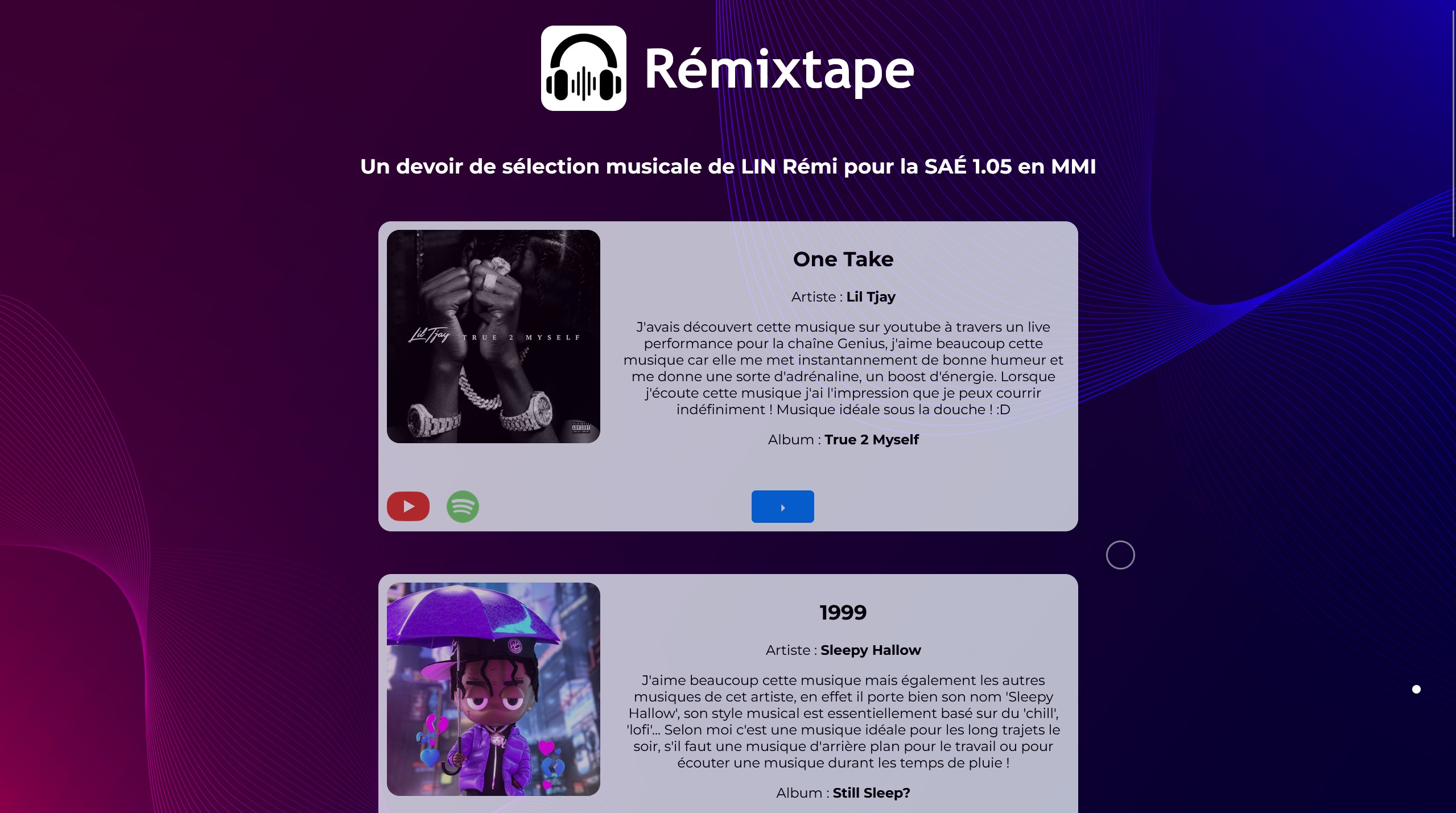 Preview de Remixtape - Sélection Musicale Projet Site Web